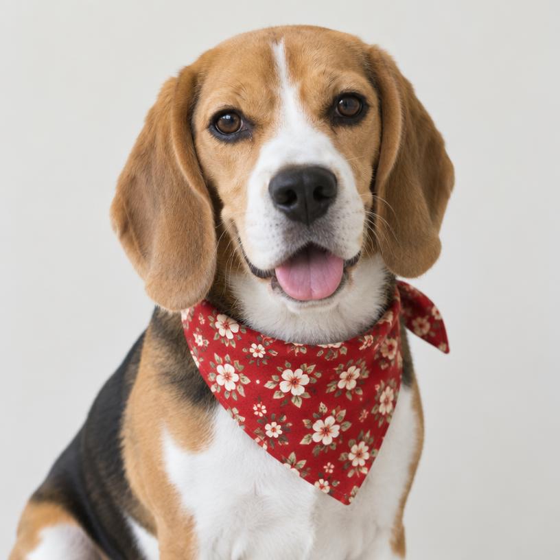 Beagle com bandana floral
